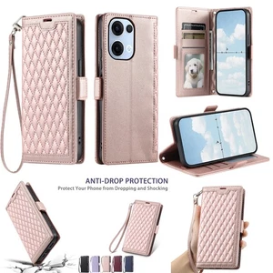 For Oppo Reno 14 Pro 13 Realme C67 Leather Card Wallet Case Anti Scratch Cover - Picture 1 of 17