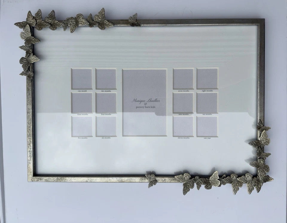 Monique Lhuillier Plata Mariposa Primer Año Marco Metal NUEVO  Foto 1 de 4