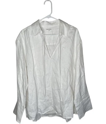 Camisa Reformation Gabriel de gran tamaño 100 % lino en blanco talla grande Foto 1 de 4