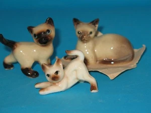 Three (3) Vintage Siamese Kitten Figurines - two Hagen Renaker - Picture 1 of 9