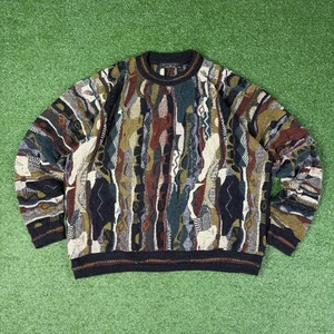 Vintage 90s Protege Biggie Smalls Coogi Style Knit Sweater Men's XXL Made In USA - Picture 1 of 22