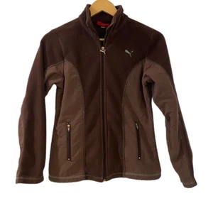 Puma Jacket Girls Size Large (11-12) Brown Full Zip Fleece Youth Warm Athletic - Picture 1 of 7