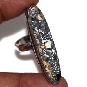 925 Silver Plated-Maligano Jasper Ethnic Gemstone Ring Jewelry US Size-7 AU p309