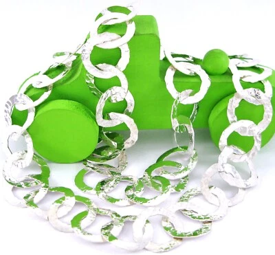 "Collar de eslabones de martillo de plata de ley 925 Valentini 30""" Foto 1 de 4