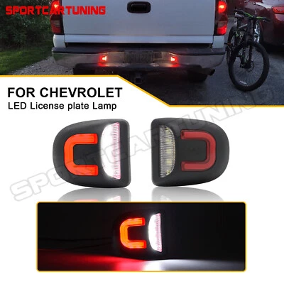 2PCS Red Tube LED License Plate Lights For Chevy Silverado GMC Sierra 1500 2500 - Изображение 1 из 4