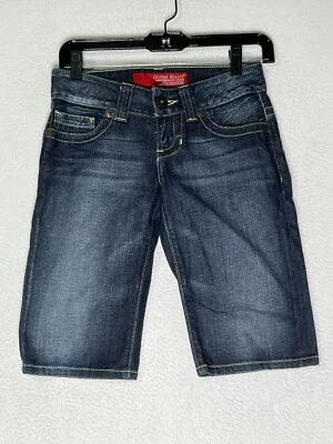 Pantalones Cortos Guess Azul Marino Bermudas Elastizados Denim Algodón Para Mujer Talla 24 Foto 1 de 4