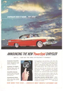 1955 Chrysler Print Ad, "Power Style" pushbutton v-8 PowerPilot PowerSmooth - Picture 1 of 1