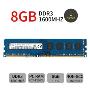 SKHynix 8GB DDR3 1600MHz PC3-12800U HMT41GU6MFR8C-PB Desktop Memoria RAM blu IT - Picture 1 of 6