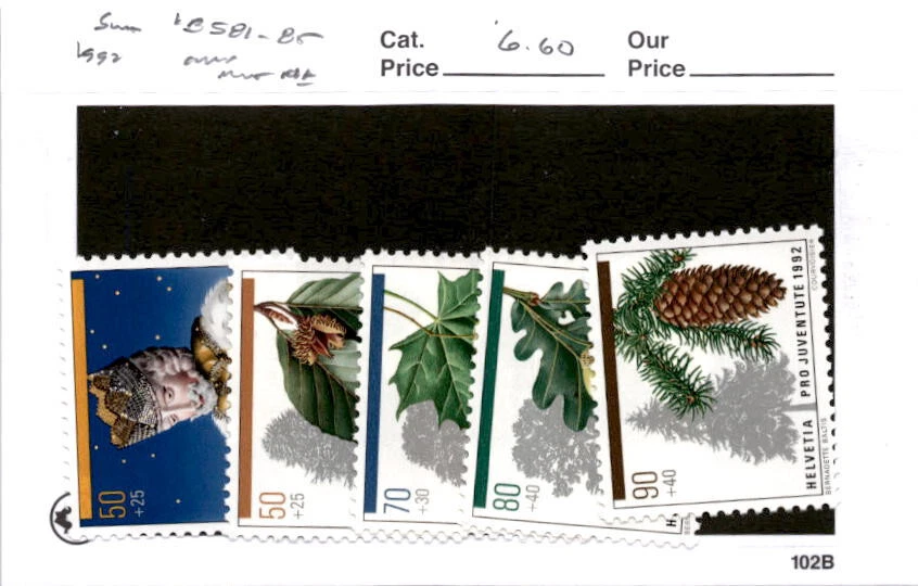 Switzerland, Postage Stamp, #B581-B585 Mint NH, 1992 Trees (AB) - Image 1 of 1