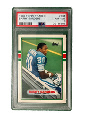 1989 Topps Trade Barry Sanders Rookie Card PSA 8!