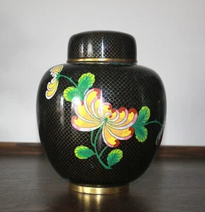 A vintage early 20th Chinese cloisonne Ginger jar tea caddy 577 - Picture 1 of 9