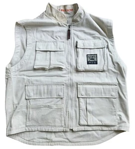 Vintage Structure Y2k Mens Vest Jacket XL Khaki Cargo Utility Vest 90's - Picture 1 of 12