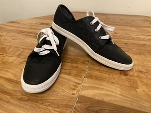 Calvin Klein Jeans Sneakers Womens 8.5 Black Merlinda Logo Canva Casual Shoes - Picture 1 of 9