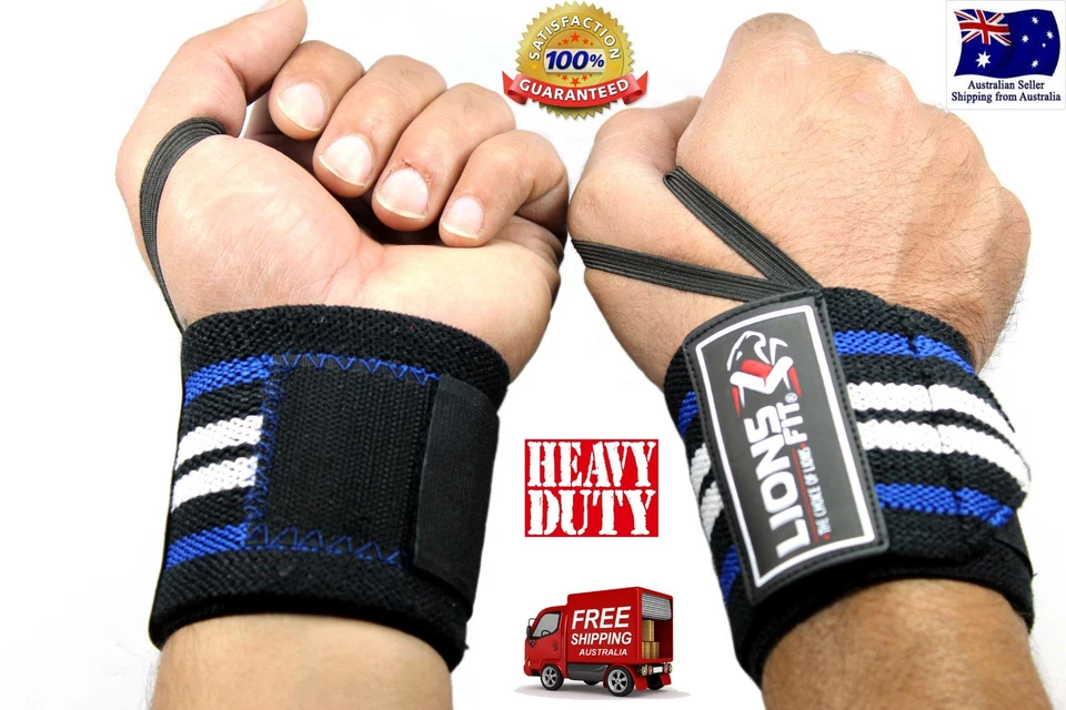 LIONS FIT BODYBUILDING WEIGHTLIFTING GYM TRAINING WRIST SUPPORT BAR STRAPS WRAPS - image 1 of 1