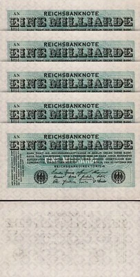 Germany 1 Milliarde (Billion) 1.000.000.000 Mark 1923, UNC, 5 Pcs LOT, P-122 - Image 1 of 4