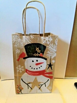 Muñeco de nieve rústico baya cardinal estrella bolsa de regalo paquete de 8 bolsas.  8,5 x 5,5 x 3,25  Foto 1 de 2