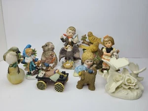 Set Of 12 Vintage Ceramic Garden Figures Fairy Garden Animals Pieces - Picture 1 of 8