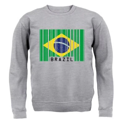 DRESSDOWN Brasilien Barcode Style Flagge - Kinder Hoodie / Pullover - Brasilianisches Land Brasilia
