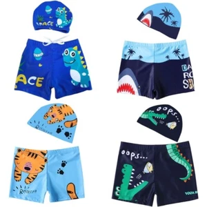 Boy Swimming Trunks with Drawstring Boy Swim Set Includes Swim Shorts Swim Hat - Picture 1 of 28