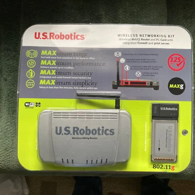 Nuevo paquete de robótica de EE. UU. USR5461 802.11g router inalámbrico MAXg y tarjeta de PC USR5411 Foto 1 de 4