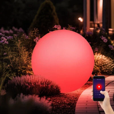 Außenlampe Kugelleuchte Gartenlampe dimmbar Smart LED RGB Erdspieß Leuchtkugel - Bild 1 von 4