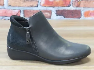 Women's Revere Damascus Zip-Up Leather Bootie Onyx/Black Lizard *DAMA-ONY - Picture 1 of 5