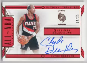 2022-23 Panini National Treasures Clyde Drexler All-NBA Signatures Auto 14/25 - Picture 1 of 2