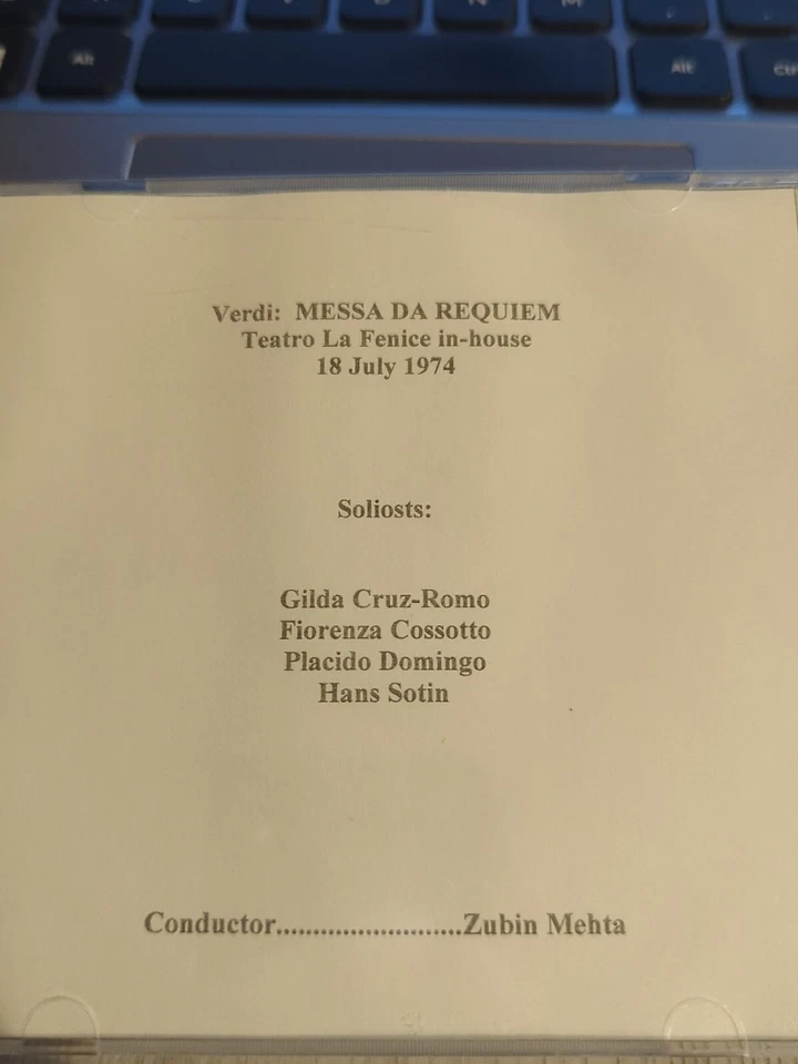 Live Opera Recording CD2065 Da Requiem Cruz Romo Cossotto Domingo Sotin 1974 - Image 1 of 1