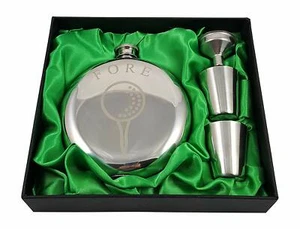 Golf Flask Gift Set Father Dad Engraved with Fore GIFTS Christmas Birthday Xmas - Picture 1 of 12