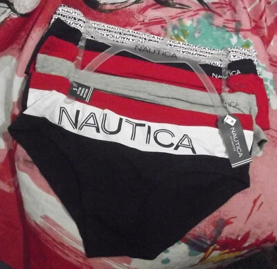 5 BRAGAS HIPSTER DE ALGODÓN CINTURAS/PIERNAS PLANAS NAUTICA NT8101 5PKN NUEVAS M Foto 1 de 2