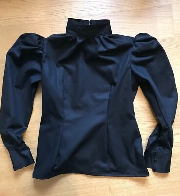 Blusa Hecha a Mano Estilo Victoriano Mujeres Niñas Mangas Largas Cuello Alto, Tallas 4-30 Foto 1 de 4