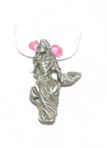Zinn 1,1/2 Zoll Engel mit rosa Flügeln - Bild 1 von 2