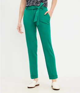 New ANN TAYLOR LOFT Green Devin Tie Waist Slim Pants Sz 10P