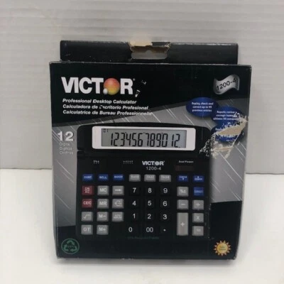 Victor 1200-4 Professional Desktop Calculator 12-Digit Dual Power Black - NEW! - Image 1 of 4