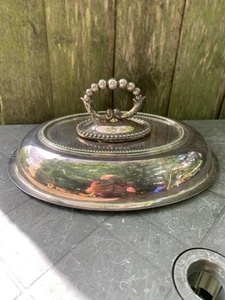 Vintage Silver Plate Tureen Lid Only With Removable Handle - Picture 1 of 6