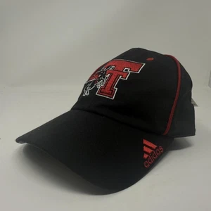 Texas Tech Red Raiders Hat Cap Strap Back Mens Black Red NCAA Football Adidas - Picture 1 of 5