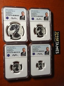 2023 $1 FIJI SILVER FRACTIONAL REVERSE PROOF EAGLE 4 COIN SET NGC PF70 ER RYDER - Picture 1 of 10