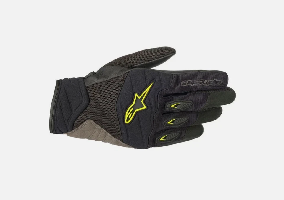 ALPINESTARS BLACK/YELLOW FLUORESCENT SHORE GLOVES SIZE SMALL 3566318-155-S - Image 1 of 1