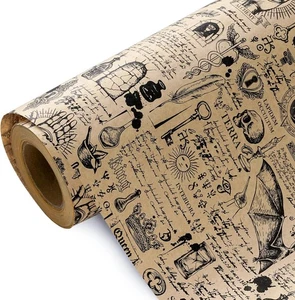WRAPAHOLIC Kraft Gothic Wrapping Paper - Mini Roll - 17 Inch x 16.5 Feet - Vinta - Picture 1 of 7