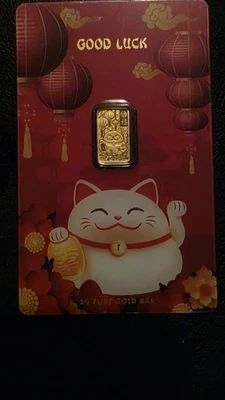 PAMP SUISSE - GATO DE BUENA SUERTE - Manekineko 1 gramo oro .9999 - SOLO 3000 de colección  Foto 1 de 4