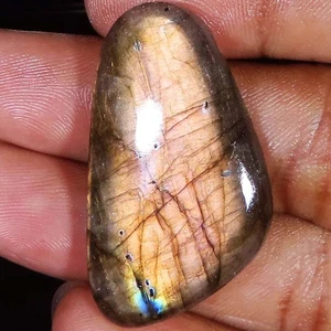 (MISURA 22 X 39 X 06 MM) 49,85 carati. LABRADORITE NATURALE CABOCHON PIETRA PREZIOSA SCIOLTA - Foto 1 di 5