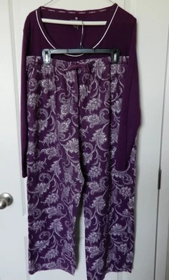 Juego de 2 pijamas Liz Claiborne PÚRPURA diseño floral cinta para mujer suave talla XL Foto 1 de 4