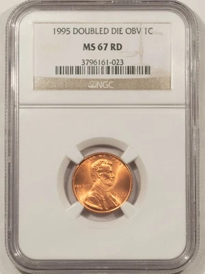 1995 LINCOLN CENT, DOUBLED DIE OBVERSE - NGC MS-67 RD - Image 1 of 3