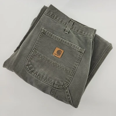 Carhartt B11 MOS Dungaree Fit Canvas Pants Mens 34x32 Gray Workwear Carpenter - Image 1 of 4