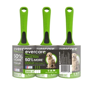 Evercare Allzweck-Fusselrollen für Tierhaare, 3er-Pack, je 100 Blatt - wiederverwendbar... - Bild 1 von 6