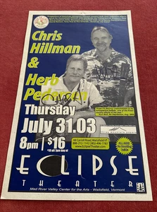 Chris Hillman & Herb Pedersen Poster Waitsfield, Vermont Eclipse Theater signiert - Bild 1 von 1