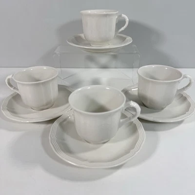 Villeroy & Boch Manoir Cups & Saucers Set Of 4 White Tea Coffee - Image 1 of 4