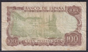 BILLETE ESPAÑA 100 PESETAS 1970 VARIEDAD REVERSO VERDE MANUEL DE FALLA SERIE 3K - Picture 1 of 2