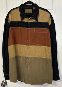 North River Outfitters Mens Shirt Size XXL Multicolor Faux Suede Color Block Vtg - Picture 1 of 9