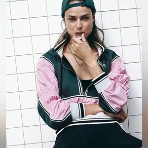 Gola x Anthropologie Hat Trick Windbreaker Jacke Gr. Large Pink Grün - Bild 1 von 9